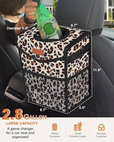 Pritent Car Trash Can with Lid Leakproof Car Garbage Bag Vehicle Trash Bin - Image 2