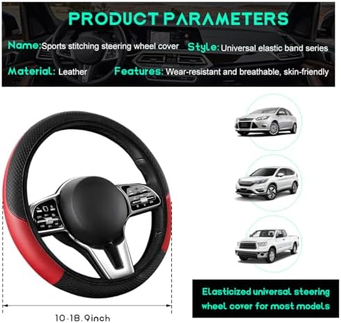 Car Steering Wheel Cover, 15 inch Carbon Fiber Microfiber Leather Elastic - Image 2