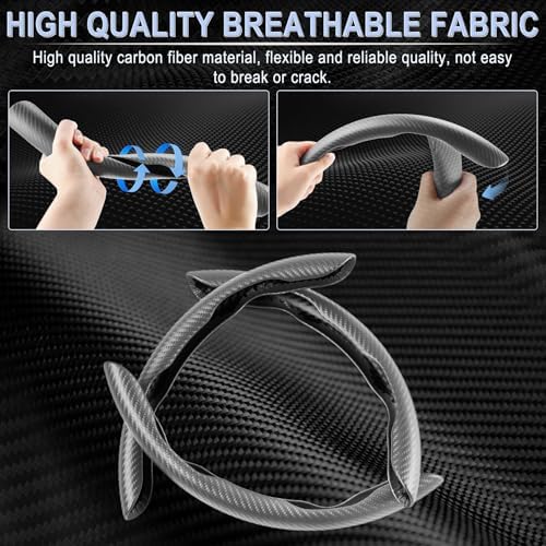 Amiss 3pcs Carbon Fiber Anti-Skid Steering Wheel Cover, Waterproof & Segmented - Image 2