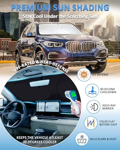 Windshield Sun Shade for BMW X5 2014 2015 2016 2017 2018 Window Sun Visor - Image 3