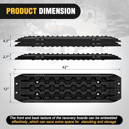 Nilight Recovery Off-road Traction Boards Emergency Tire Mats Black - Image 2