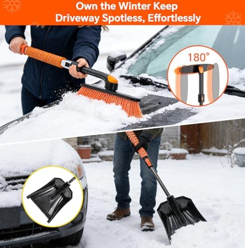 7 in 1 Snow Shovel & Snow Brush Kit, 47.2" Ice Scrapers & Snow Shovel Kit - Image 4