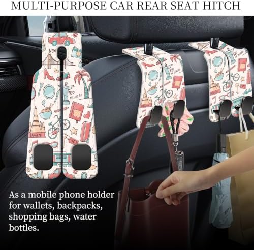 PU Leather Car Seat Hook, Storage Headrest Hanger, Cute Car Backseat Organizer - Image 3