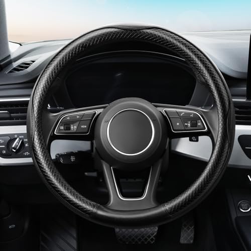 YHONGJT Soft Premium Leather Steering Wheel Cover, Breathable, Non-Slip Grip - Image 2