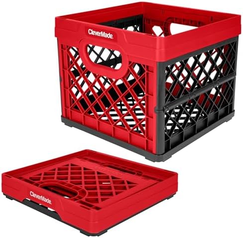 CleverMade Collapsible Milk Crate, 1PK - 25L Stackable Storage Bins by CleverMade