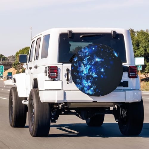 Fairytale Magical Blue Butterflies Spare Tire Cover Dust-Proof Wheel Tire Cover - Image 3