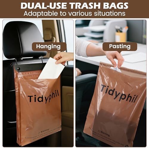 50 Bags Hanging Car Trash Bags Disposable, 2 Gallon Car Garbage Bags. Brown - Image 5