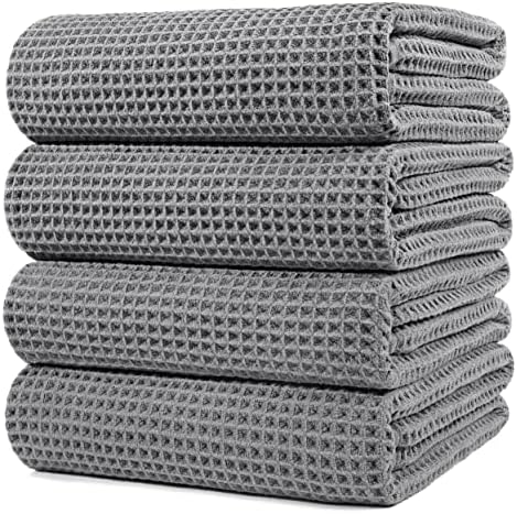 POLYTE 430 GSM Poly Blend Microfiber Quick Dry Waffle Bath Towel, 30x60 in by Polyte