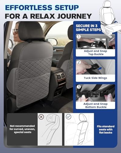 Seat Back Protectors for Kids, Car Kick Mats for Front Seats - Image 6