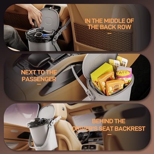 Waretary Car Trash Can with Lid, Leakproof Silicone, 2 Gallon - Image 3