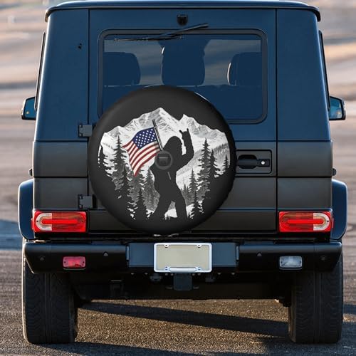 American Flag with Funny Spare Tire Cover with Back-up Camera Hole Leather - Image 5
