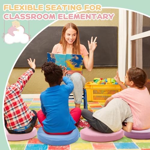 Juexica 8 Pcs Floor Cushions Kids, Macaron Color, 13.8 x 13.8 x 2 Inch - Image 5