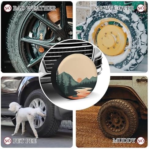Spare Tire Cover 14 Inch Mountain Adventure Wheel Protectors Weatherproof Wheel - Image 7