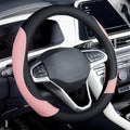 Coverado Car Steering Wheel Cover, Nappa Leather Black & Pink Steering Wheel by COVERADOAUTO