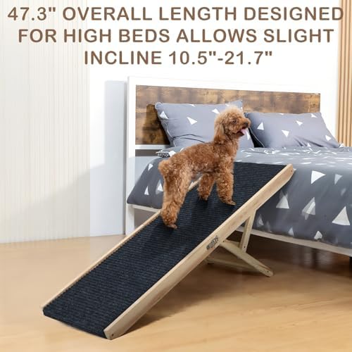 Folding Dog Ramp Safety for Bed, Wooden 5 Adjustable Height Pet Ramps, Potable - Image 6