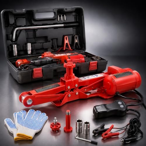 Steel 3 Ton Electric Car Jack Kit, Portable 12v Electric Scissor Jack Featuring by Unknown