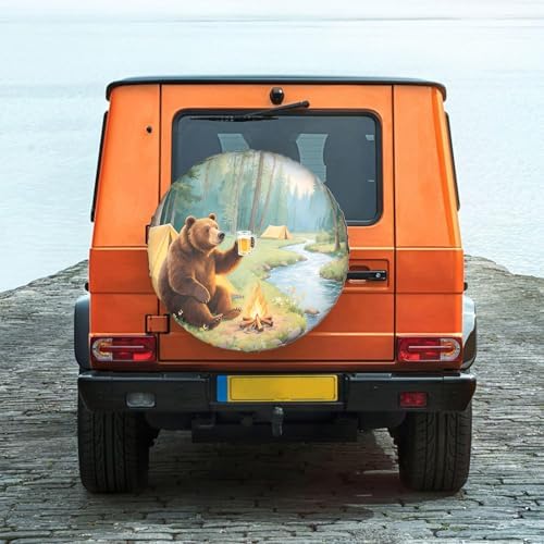 RV Spare Tire Cover for Trailers Happy Camper Bear Waterproof RV Tire Cover - Image 2