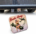 2 Inch Bombs Away Trailer Hitch Cover, Retro Pin-Up Girl Sitting On Bomb Hitch by Beabes