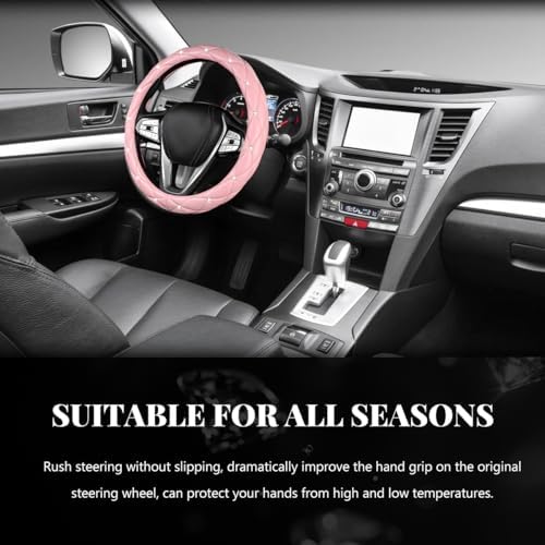 Bling Car Steering Wheel Cover, 15 Inch Diamond Leather Anti-Slip Auto Steering - Image 3