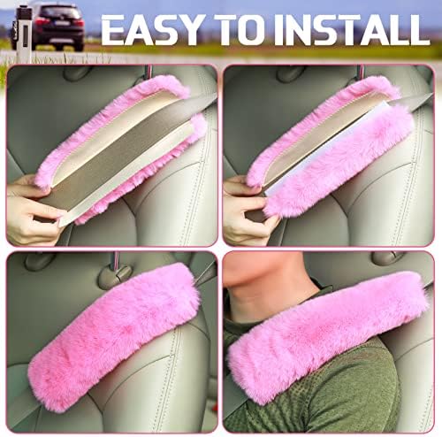 Boao 4 Pack Sheepskin Seat Belt Cover Shoulder Pad - Image 5