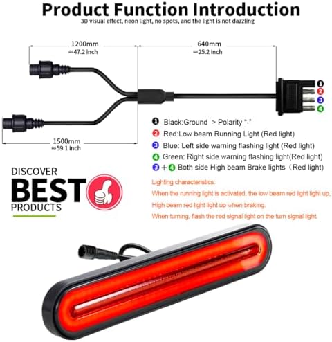 9 Inch Red Color Oval Cargo Carrier Stop Turn Signals Tail Light Light Kit - Image 4