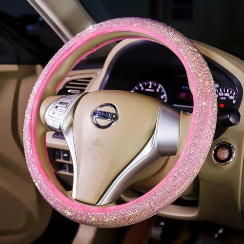 Car Steering Wheel Cover Pink for Women Bling Accessories Diamond Universal - Image 2