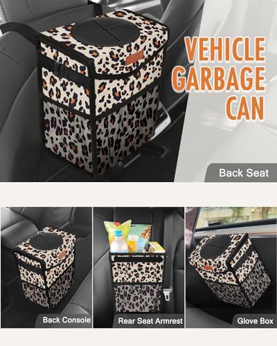 Pritent Car Trash Can with Lid Leakproof Car Garbage Bag Vehicle Trash Bin - Image 6