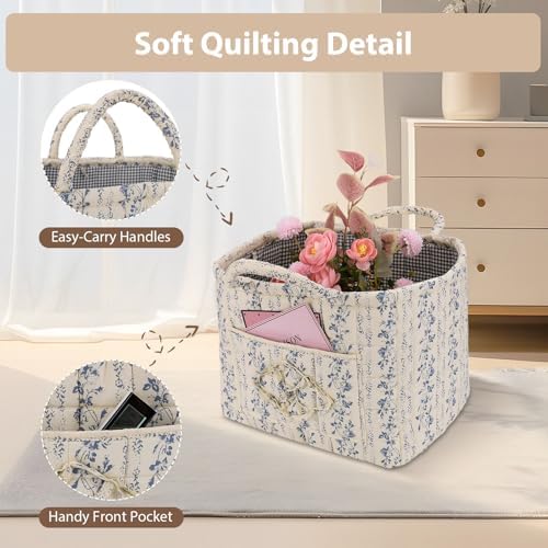 Storage Basket Boho Fabric Large Collapsible Floral Laundry Nursery Hamper - Image 5