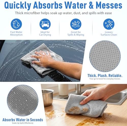 Shimeyao 20 Pcs Premium Waffle Weave Cleaning Cloths 16"x16" Reusable Absorbent - Image 5