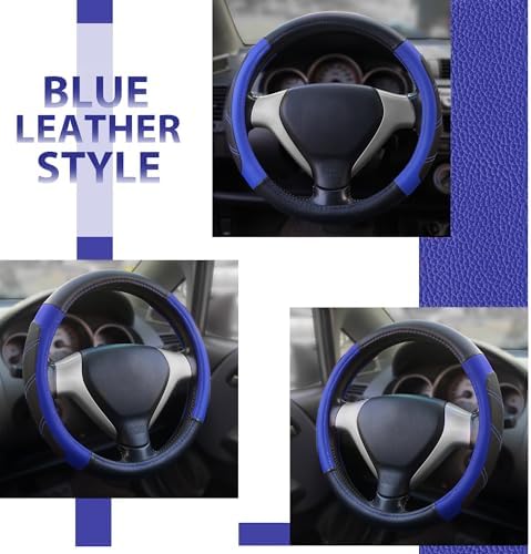 Elantrip Steering Wheel Cover Leather 15 1/2-16 inch Universal Padded Soft Grip - Image 2