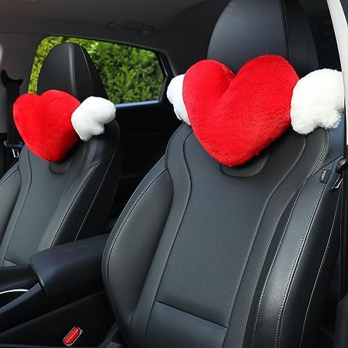 2 Pack Heart Shaped Cute Car Headrest Pillow by Sexysamba