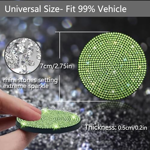 NBTEPEM 2pcs Bling Car Cup Holder Coaster, 2.75 inch Anti-Slip Shockproof - Image 2