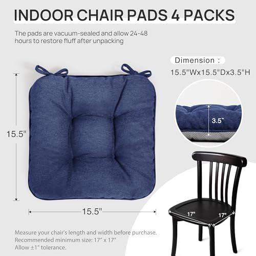 Love's cabin Memory Foam Chair Cushions Set of 4, 15.5 Inch - Image 2