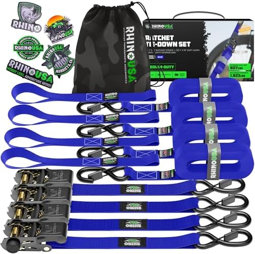 Rhino USA Ratchet Straps Tie Downs - 1in x 15ft by RhinoUSAInc