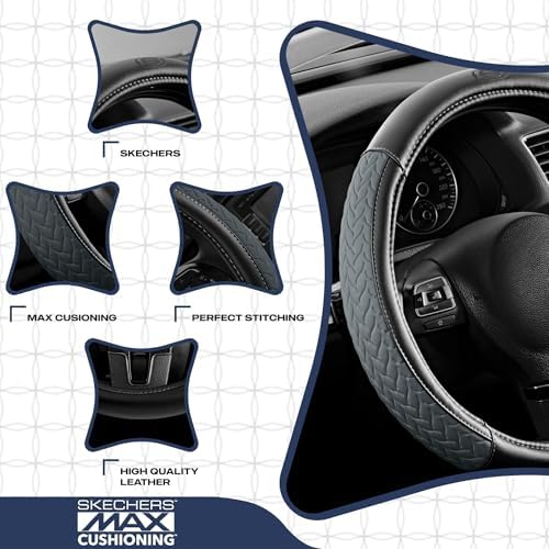 Skechers Steering Wheel Cover, Max Cushioning Leather Steering Wheel Cover - Image 3