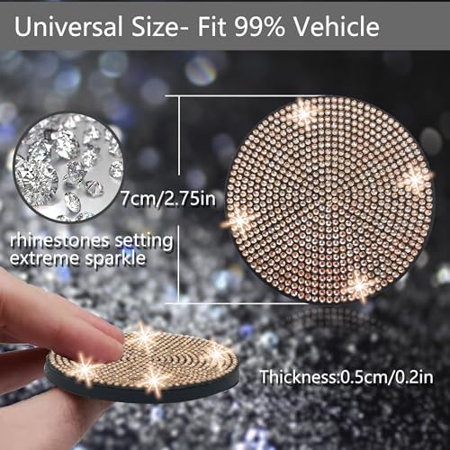 NBTEPEM 4pcs Bling Car Cup Holder Coaster, 2.75 inch Anti-Slip Shockproof - Image 2