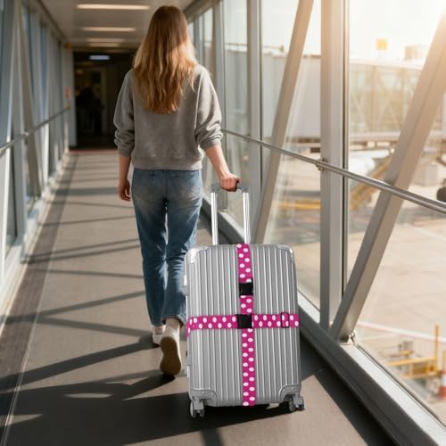 Hot Pink Polka Dot Luggage Straps - Image 6