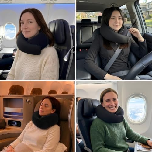 FlyHugz® Neck Travel Pillow Memory Foam Neck Pillow, Midnight Black - Image 3