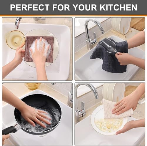 Kitinjoy 100% Cotton Waffle 12-Pack Kitchen Towels, Mixed Color - Image 4