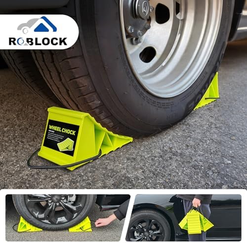ROBLOCK 4 Pairs Wheel Chocks for Travel Trailers, Non Slip Base Heavy Duty - Image 7