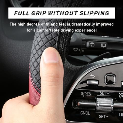 povtii Car Steering Wheel Cover, 15 Inch Leather Breathable Auto Steering Wheel - Image 3
