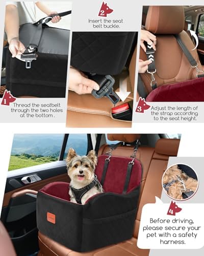 Lealchum Dog Booster Car Seat for Small/Medium Dogs, Puppy Portable Car Bed - Image 3