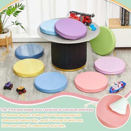 Juexica 8 Pcs Floor Cushions Kids, Macaron Color, 13.8 x 13.8 x 2 Inch - Image 3