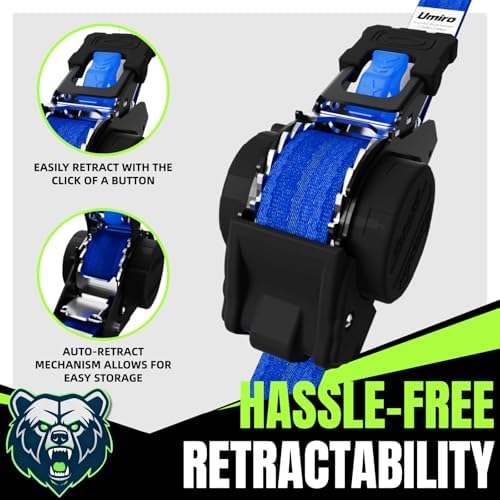 Retractable Ratchet Straps, 1 Inch x 12 Feet Heavy Duty Tie Downs, 1760lb Break - Image 6