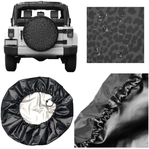 15 Inch Black Leopard Print PVC Leather Spare Tire Cover - Image 5