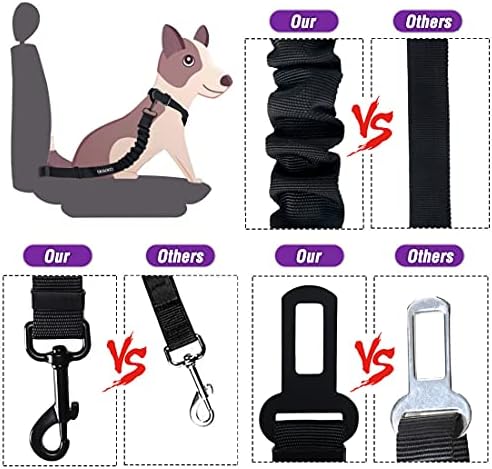 COOYOO Dog Seat Belt, 3 Piece Set Retractable Dog Car Harness Adjustable - Image 4