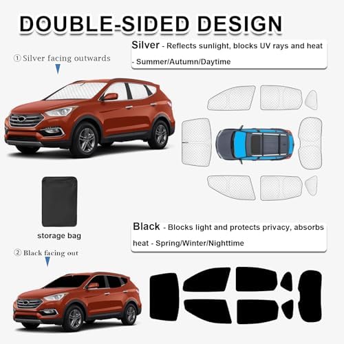 KMF 8pcs Thicken Full Car Window Shades - Image 4