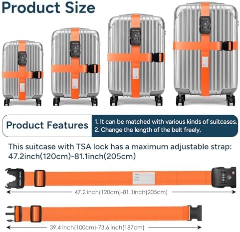 Travel Inspira TSA Approved Luggage Strap Heavy Duty Suitcase Belt - Image 4