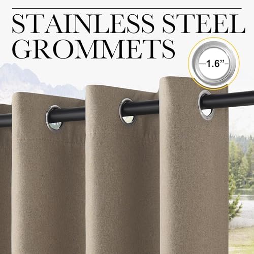 NICETOWN Outdoor Curtains for Patio Waterproof, Thermal Insulated Linen - Image 2