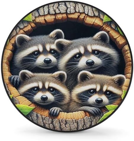 Rv Spare Tire Cover Wheel Funny Animal Raccoon Tire Covers Wheel Protectors by FengQuGou